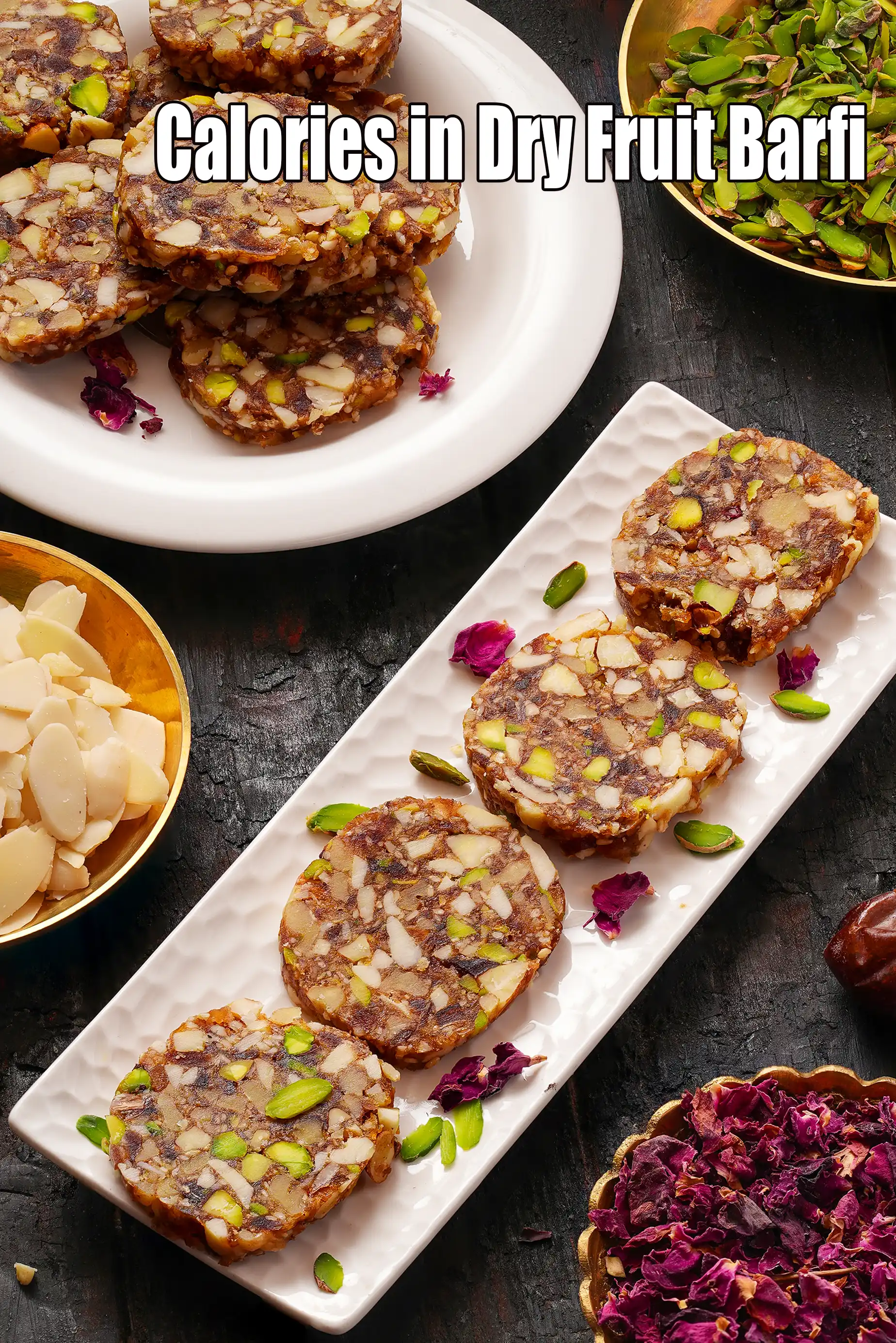 Calories in Dry Fruit Barfi, Healthy No Sugar Coconut Dry Fruit Barfi