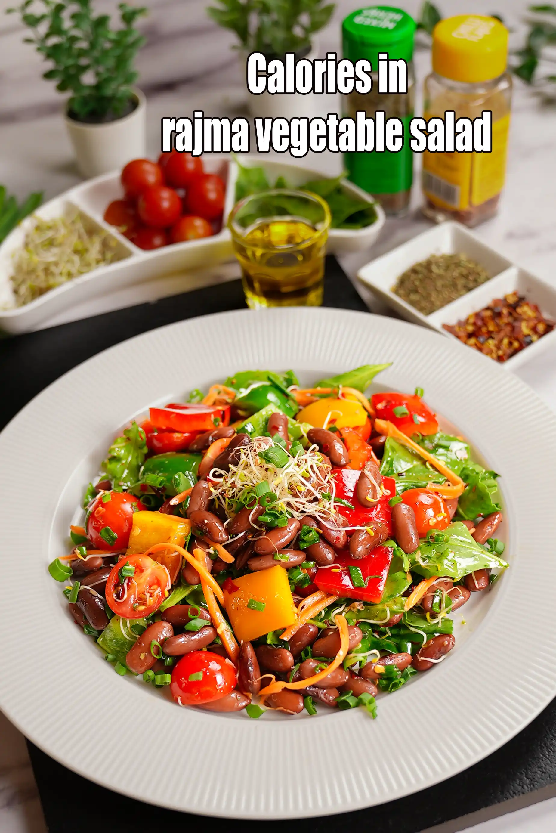 Rajma Vegetable Salad, Healthy Indian Rajma Lunch Salad