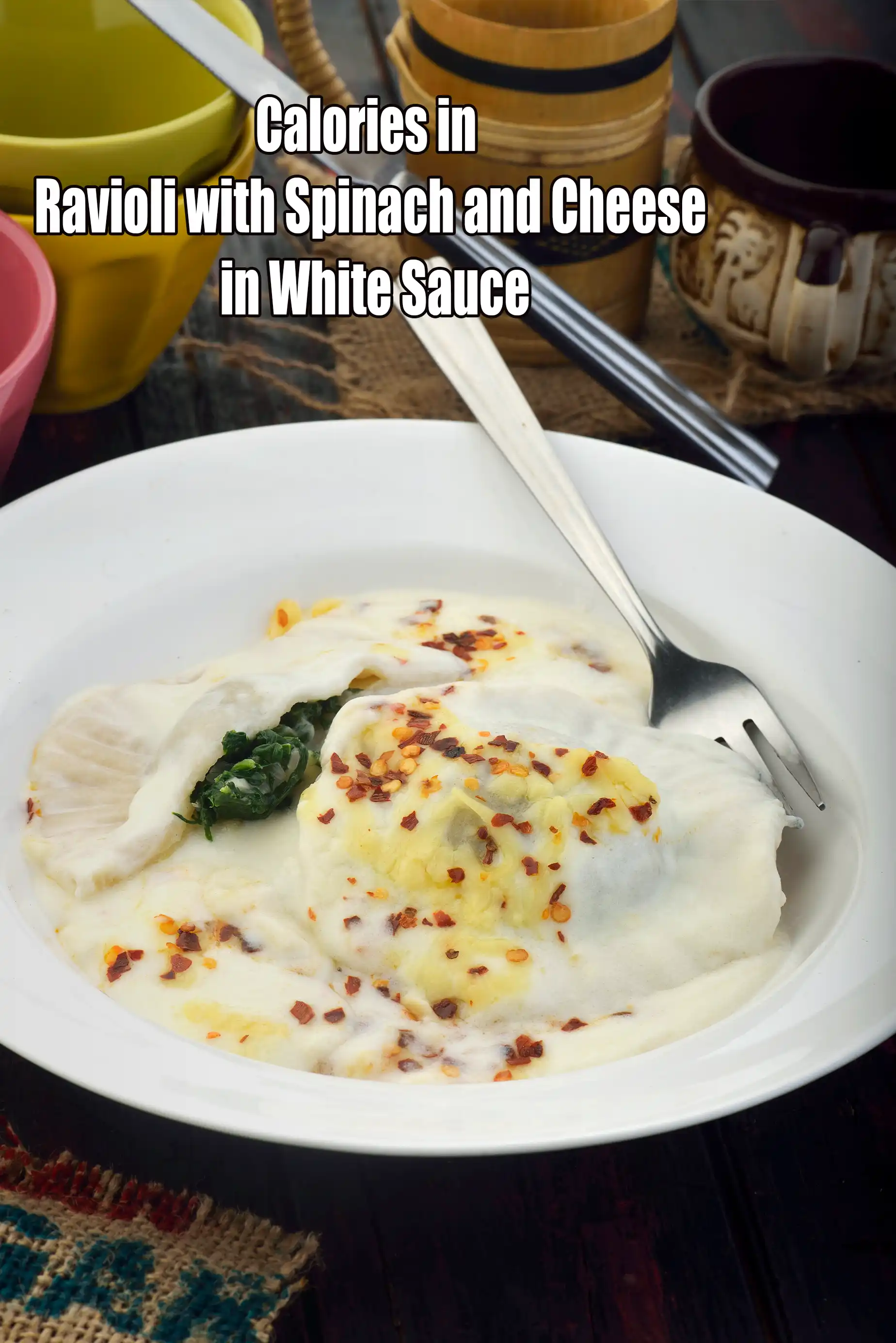 Ravioli with Spinach and Cheese in White Sauce