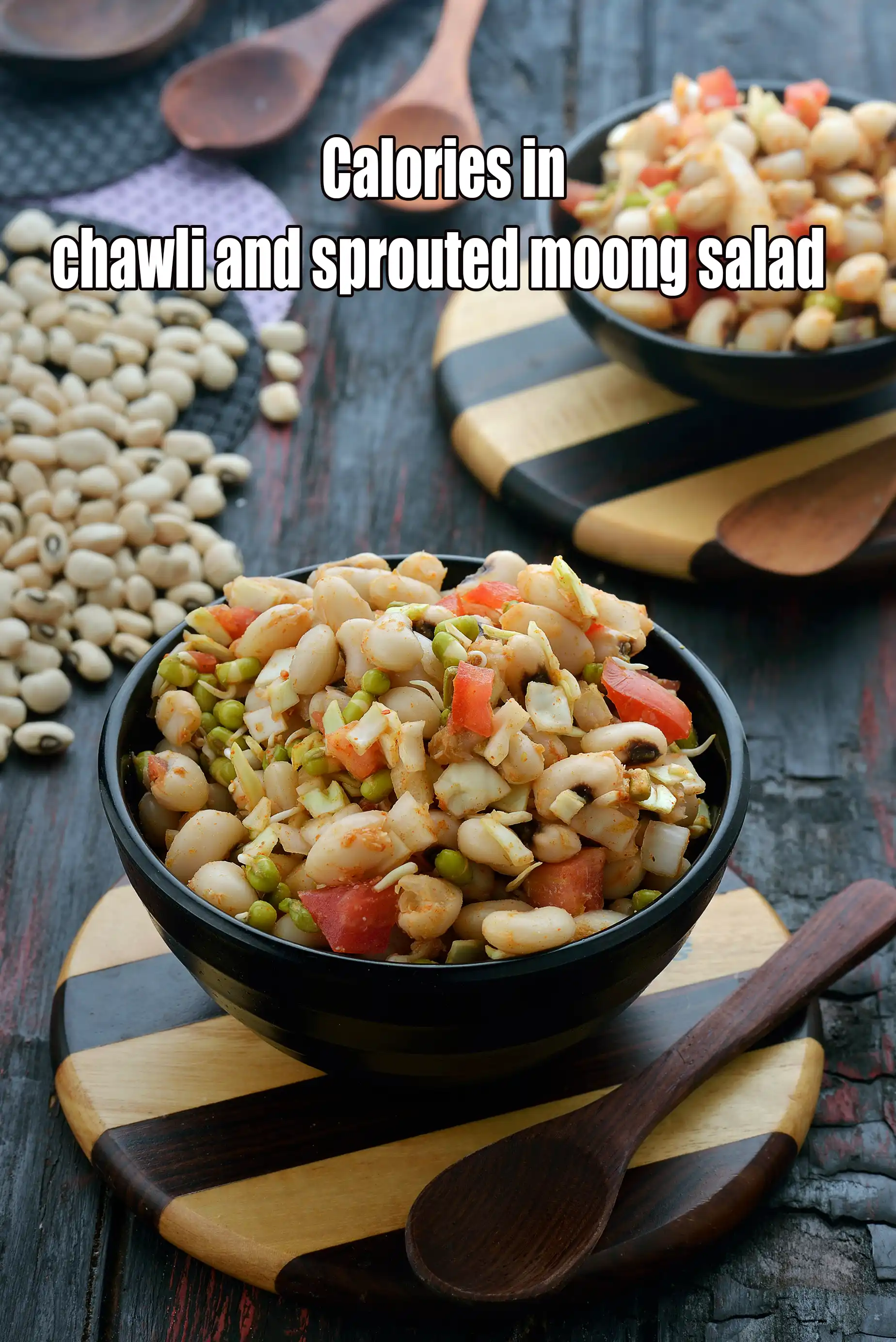 Calories in Chawli and Sprouted Moong Salad, Healthy Chawli Vegetable Salad