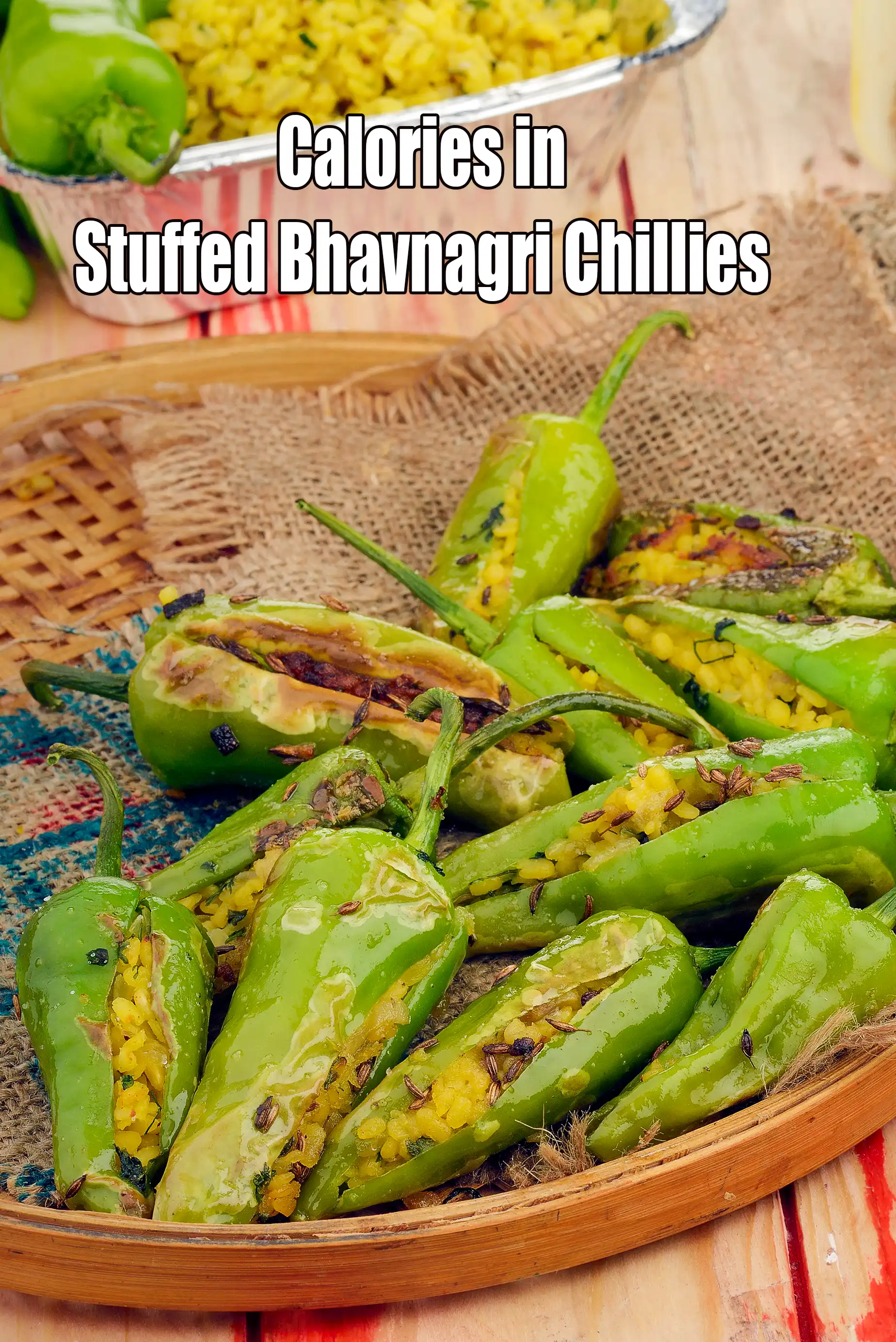 Calories in Stuffed Bhavnagri Chillies, Bharela Moong Dal Marcha