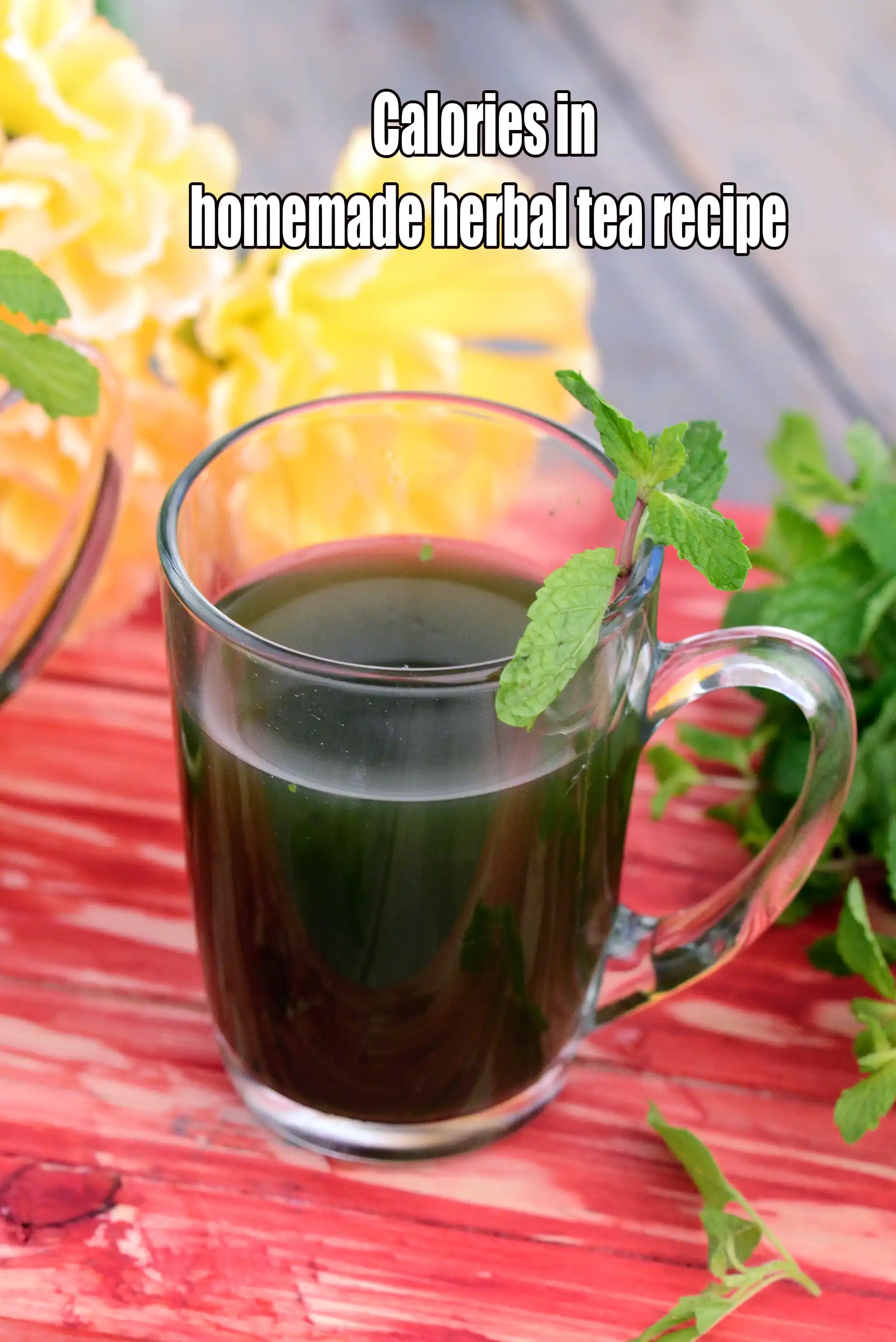 Fresh Herbal Tea, Tulsi, Mint and Ginger Drink for The Common Cold