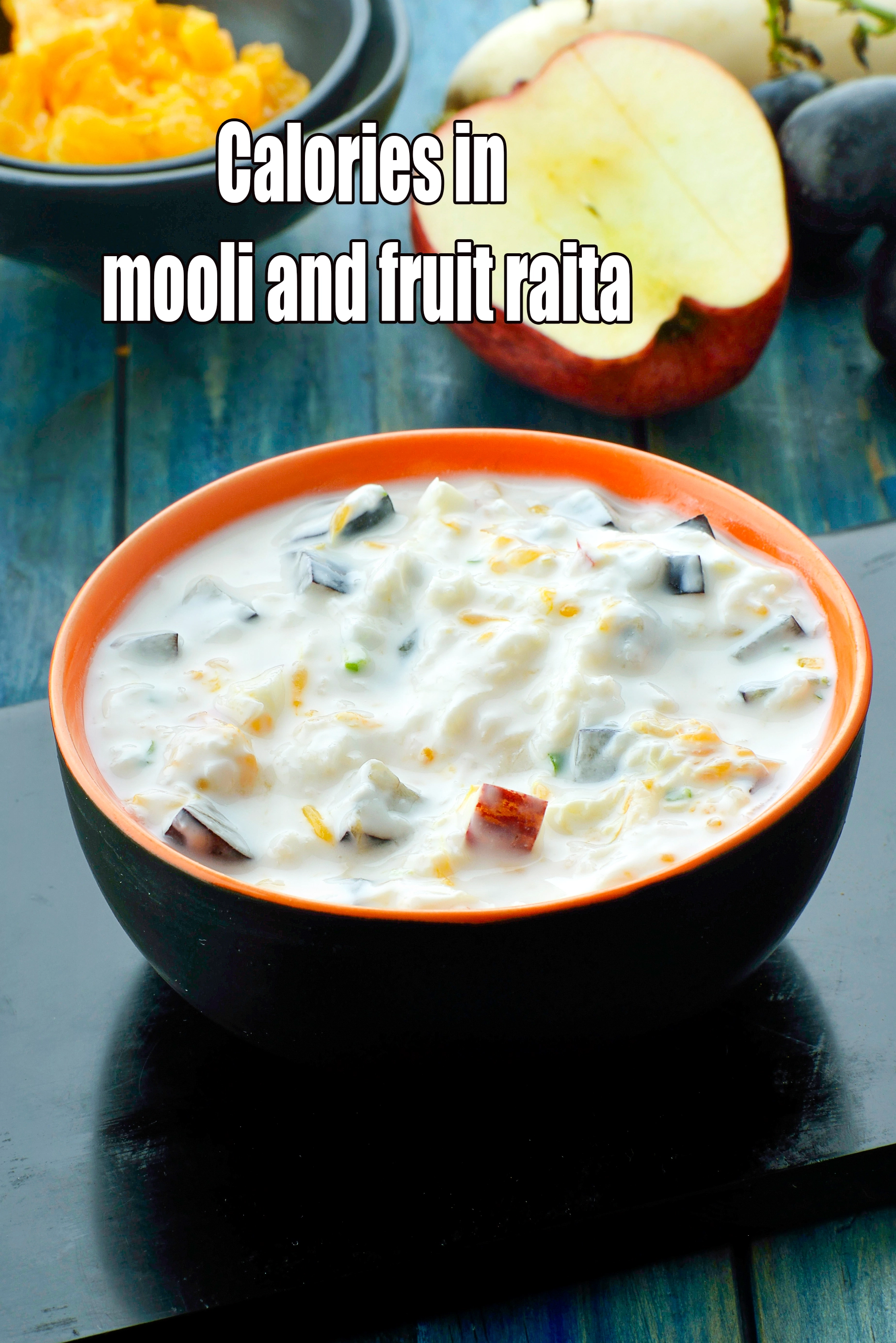 Healthy Mooli Fruit Raita, Spiced Yogurt Raita with Radish
