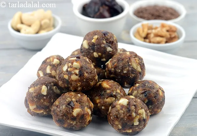 cashew walnut date balls recipe | Indian date and nut vegan balls | no bake cashew and date energy balls |