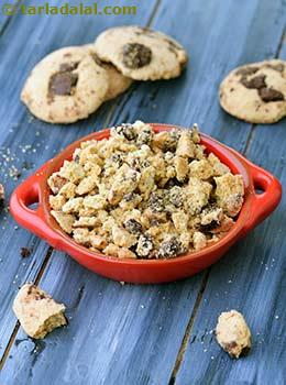 Crushed chocolate chip cookies
