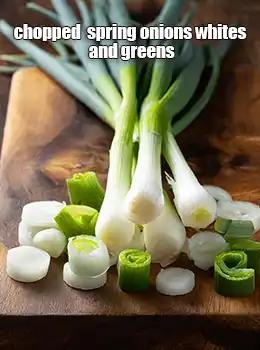 chopped  spring onions whites and greens