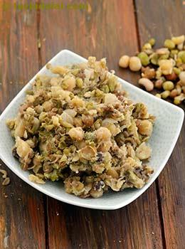 boiled and mashed mixed sprouts