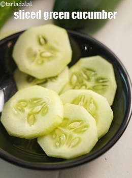 Sliced green cucumber