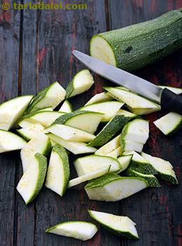 diagonally cut zucchini