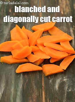 blanched and diagonally cut carrot