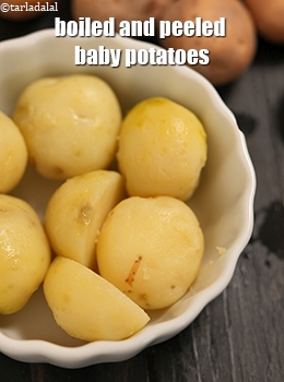 boiled and peeled baby potatoes