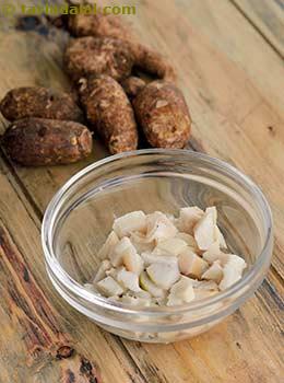 boiled and chopped colocasia