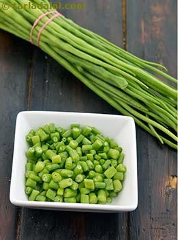 chopped green radish pods