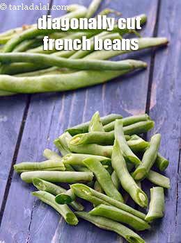 diagonally cut french beans