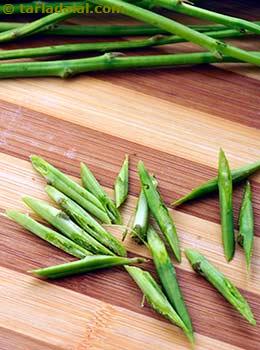 diagonally cut asparagus