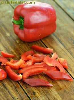 diagonally cut red capsicum