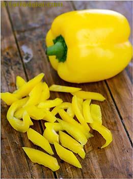 diagonally cut yellow capsicum
