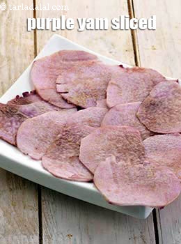 purple yam sliced
