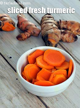 sliced fresh turmeric