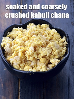soaked and coarsely crushed kabuli chana