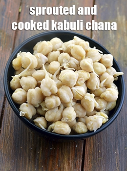 sprouted and cooked kabuli chana