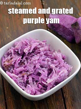 steamed and grated purple yam