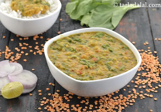 masoor dal with spinach recipe | protein rich dal | dal palak |