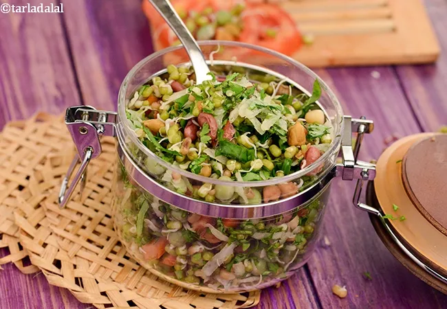 mixed sprouts salad recipe | healthy sprouts salad | sprouts salad for weight loss | Indian sprouts salad benefits |