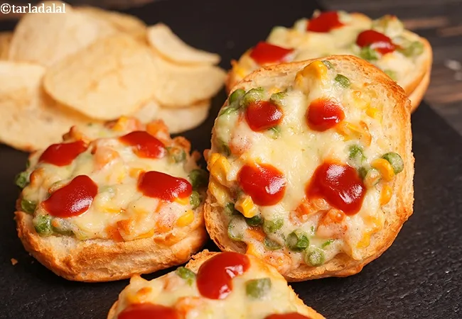open vegetable and corn burger recipe | open burger veggie toast |