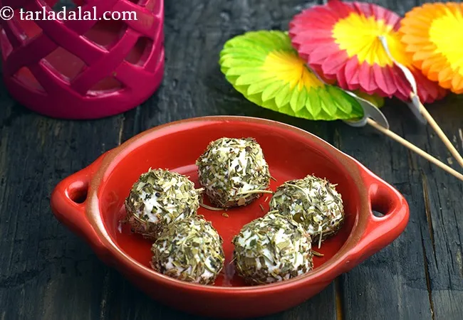 paneer mixed herb balls recipe | healthy paneer mixed herb balls starter | cottage cheese mixed herb balls |
