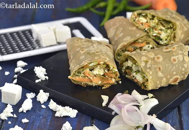 paneer veggie wrap recipe | paneer vegetable wrap | paneer frankie | healthy paneer wrap