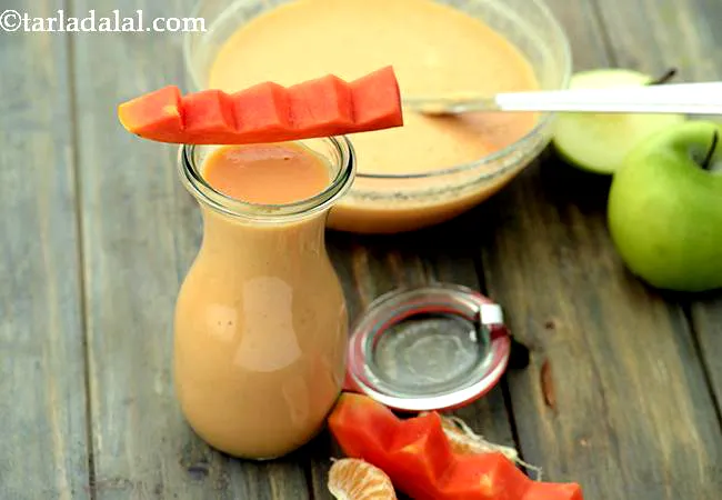 पपीते और हरे सेब का स्मूदी रेसिपी | हेल्दी सेब पपीता स्मूदी | पपीता सेब मिल्क शेक | Papaya Green Apple Smoothie, Healthy Apple Papaya Smoothie