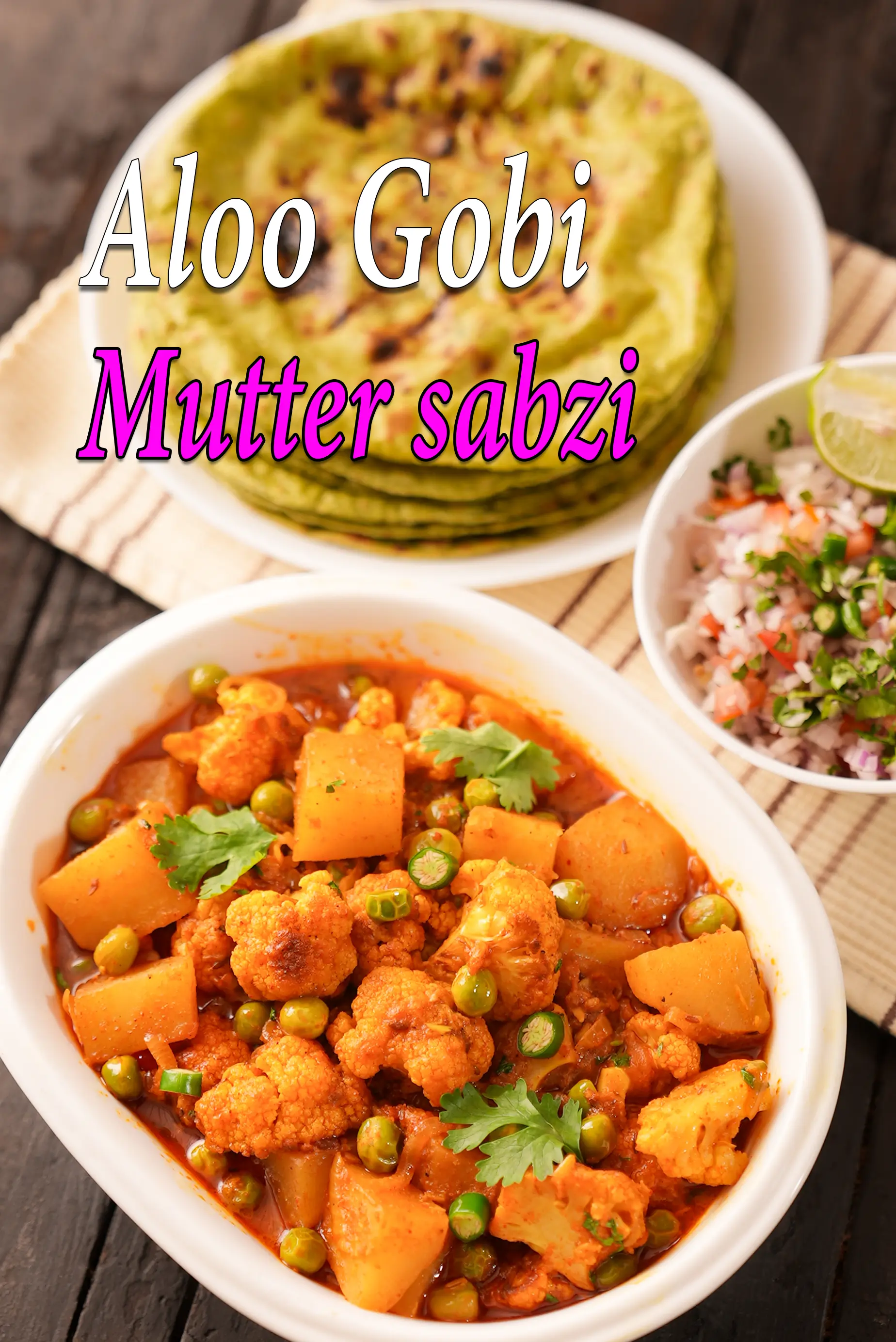 aloo gobi mutter sabzi recipe | potato cauliflower and peas curry | gobhi matar aloo bhaji |