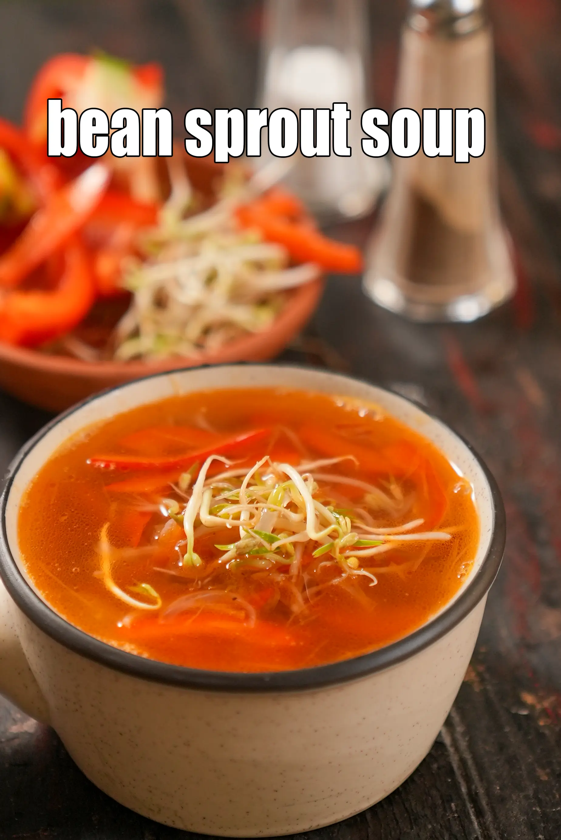 bean sprout soup recipe | healthy Indian style bean sprouts soup |  quick Chinese capsicum, onion and bean sprouts clear soup |