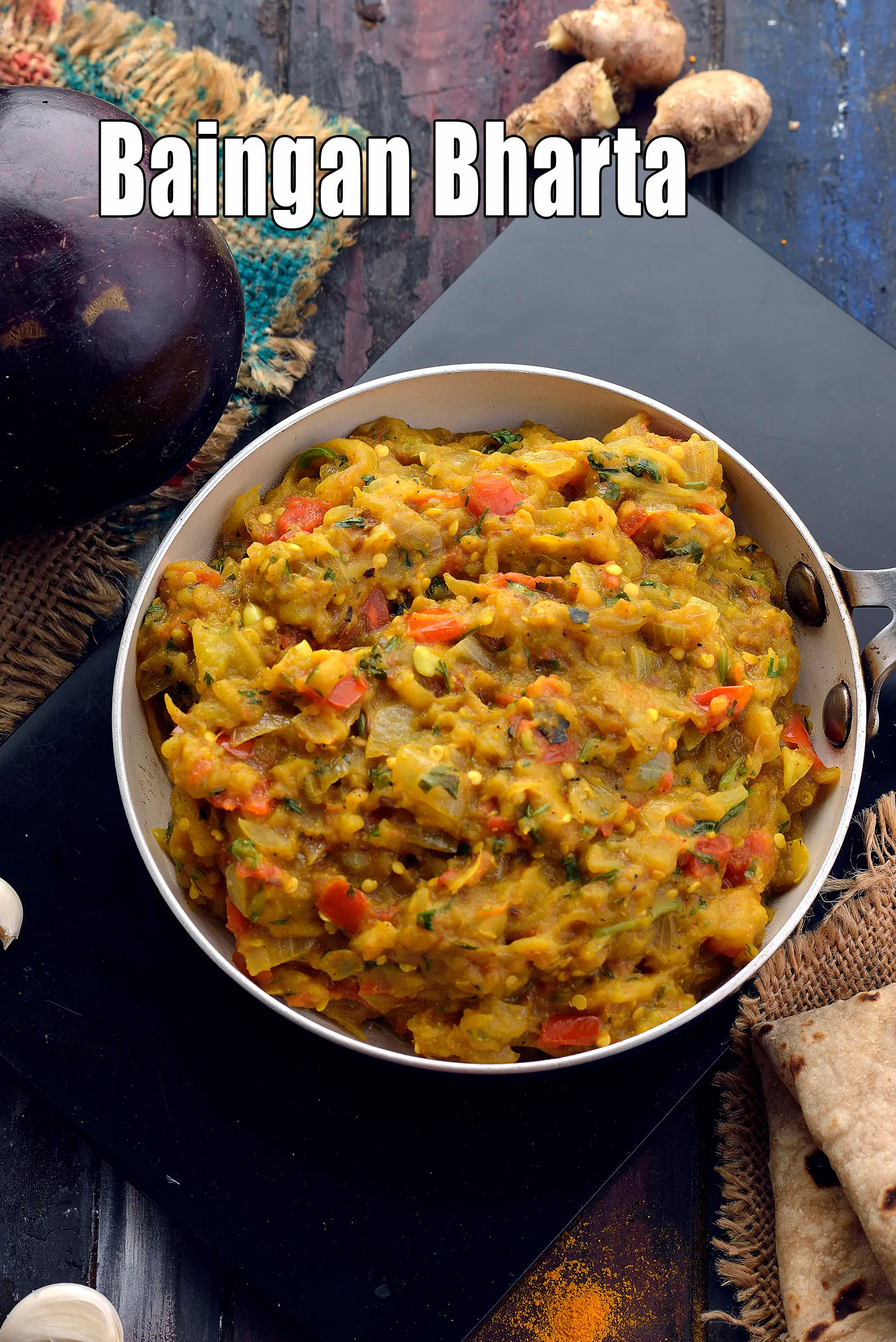 Punjabi baingan bharta | baingan bharta | punjabi eggplant | roasted eggplant mash |