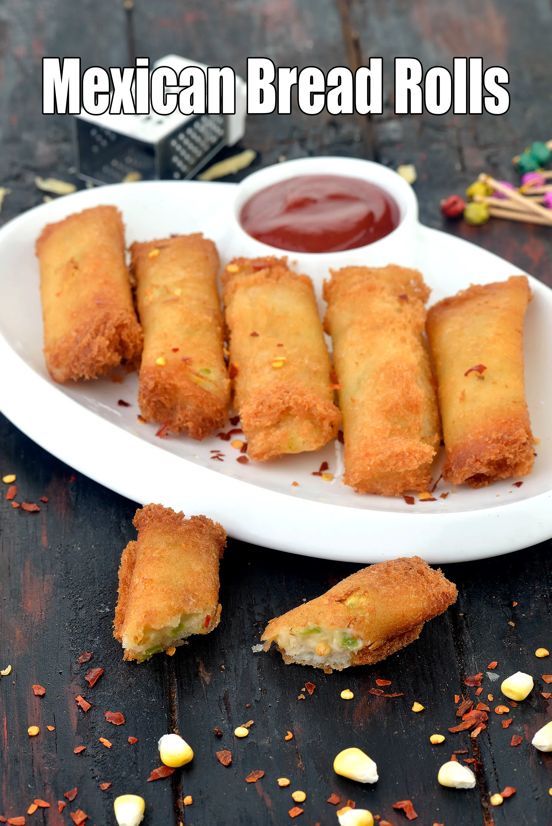 Mexican bread rolls recipe | Mexican rolls veg starter | quick party starter | Indian snacks with bread |