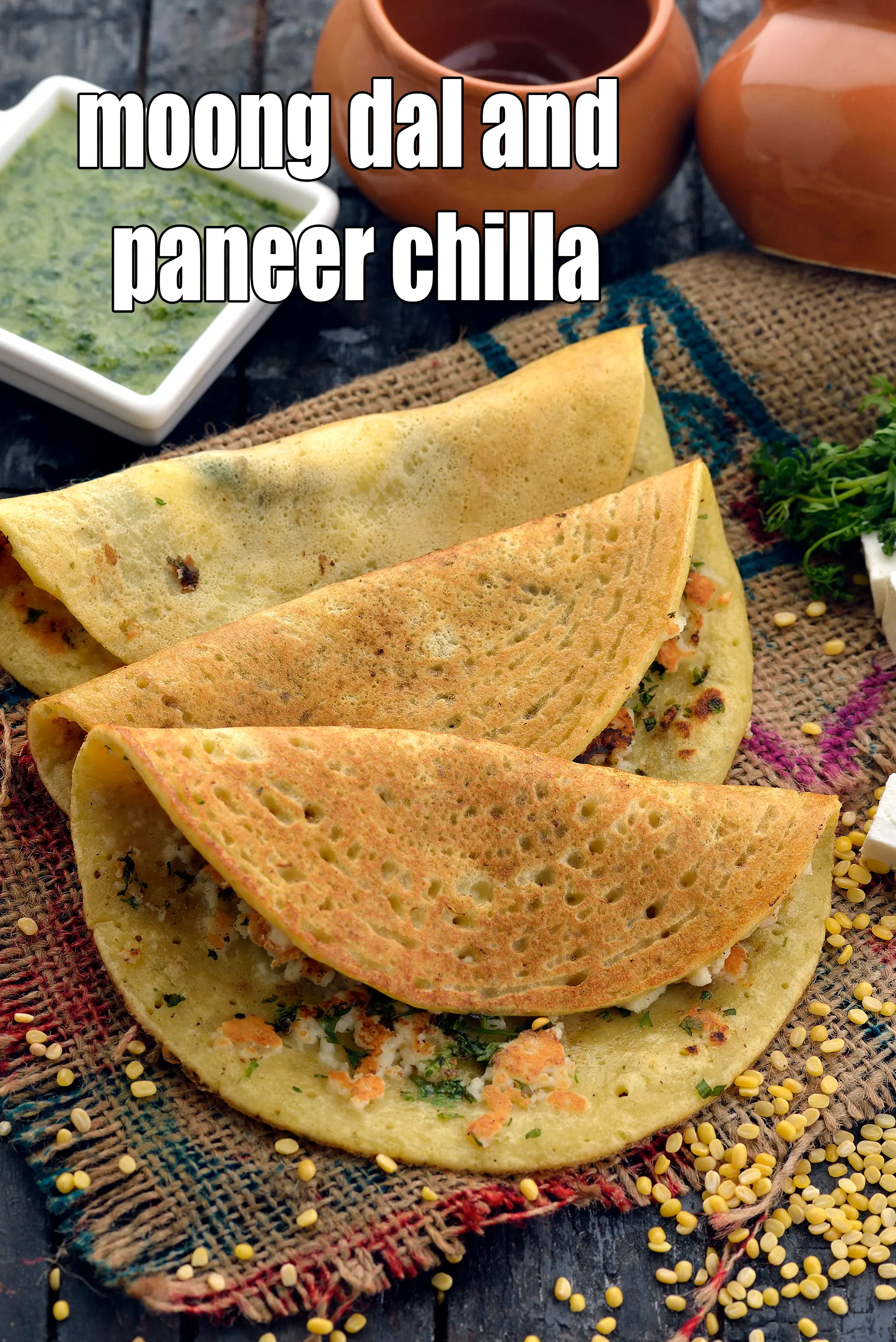 moong dal and paneer chilla recipe | moong dal paneer cheela | yellow moong dal cottage cheese pancake |