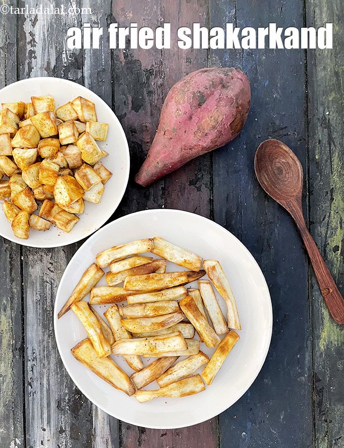 air fried shakarkand recipe | air fryer sweet potatoes | Indian style air fried sweet potatoes fries | quick air fryer sweet potatoes |