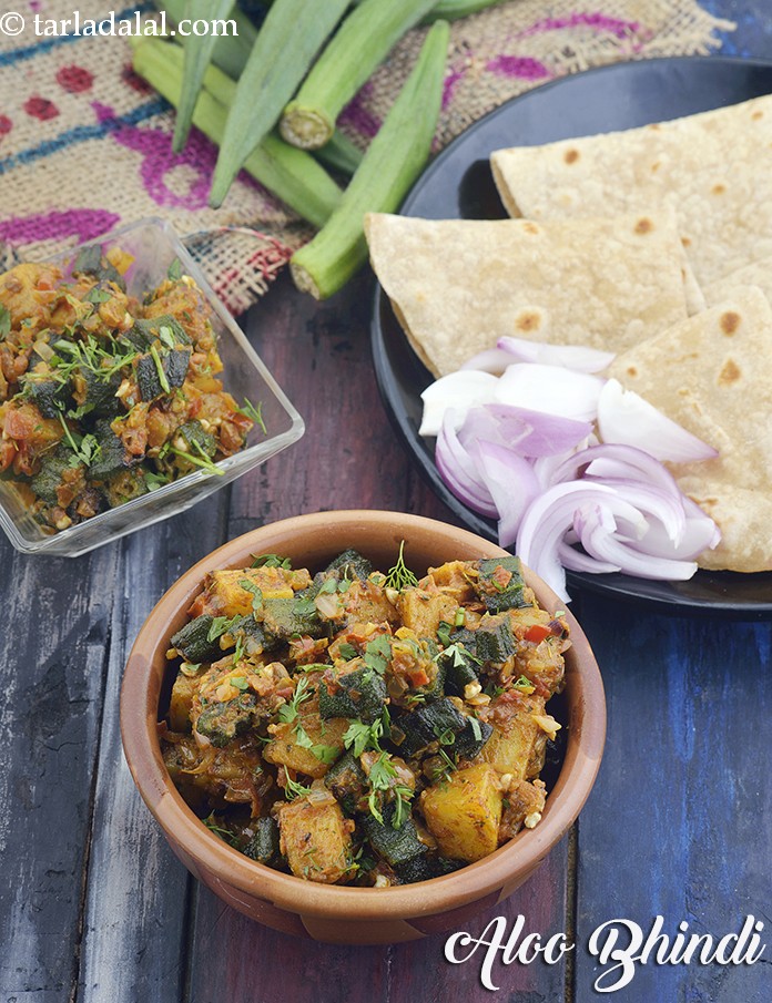 Aloo Bhindi, Punjabi Style Recipe, Step by Step Photos