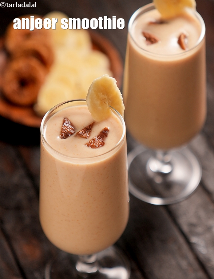anjeer smoothie recipe | Indian anjeer banana milkshake | dried fig banana drink |