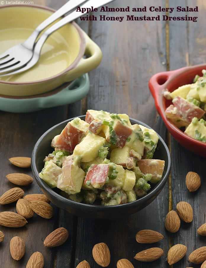Apple Almond and Celery Salad with Honey Mustard Dressing recipe