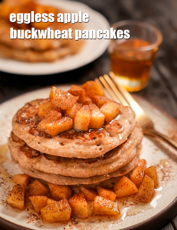eggless apple buckwheat pancakes | Indian style buckwheat apple pancake with curds |