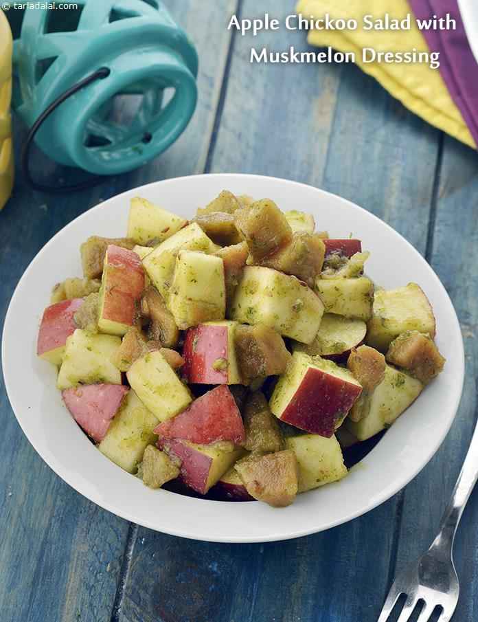 Apple Chickoo Salad with Muskmelon Dressing