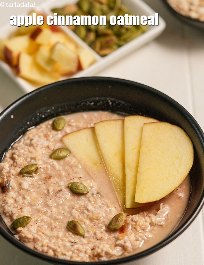 apple cinnamon oatmeal recipe | healthy instant oatmeal | dates apple oatmeal |