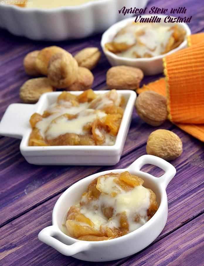 Apricot Stew with Vanilla Custard recipe, Low Cholesterol Foods
