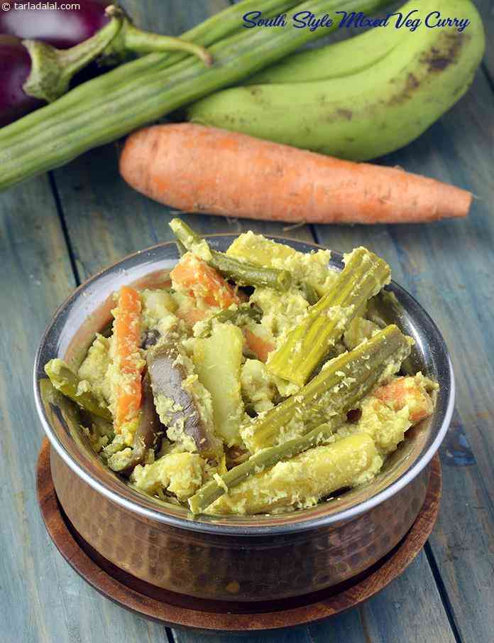South Style Mixed Veg Curry recipe, Indian Subzi Recipes