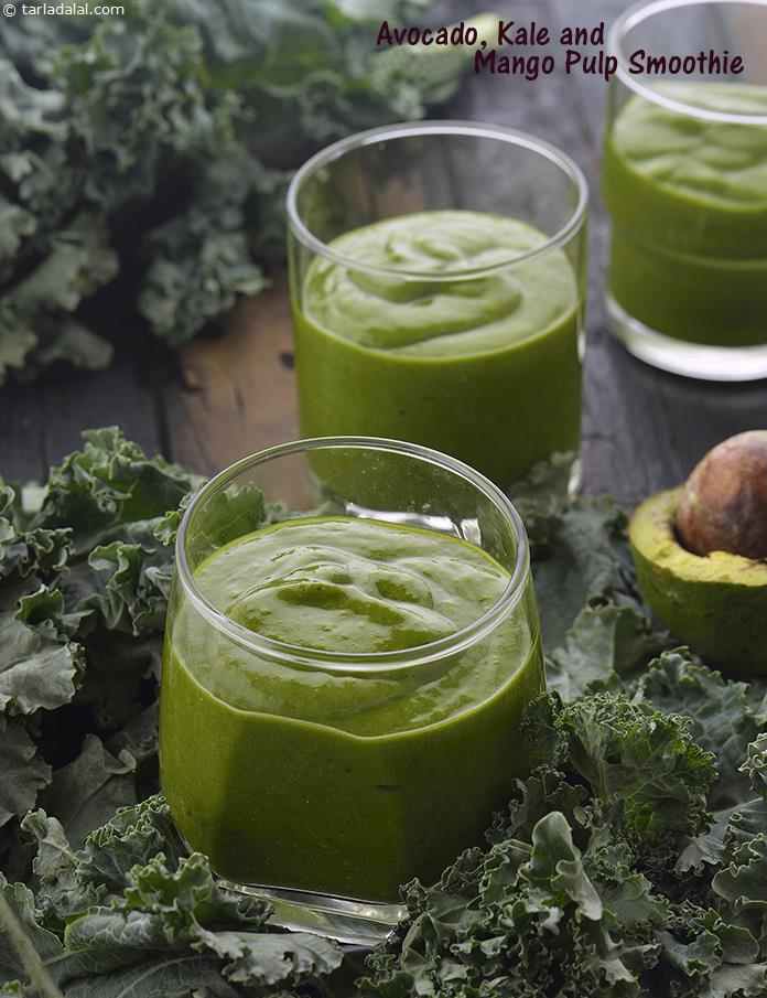 Avocado Kale and Mango Pulp Smoothie