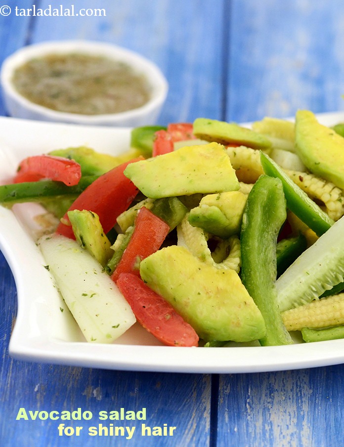 avocado salad for shiny hair recipe | tomato avocado salad |