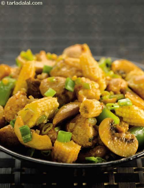 Baby Corn and Soya Stir-fry recipe, Baby Corn Stir Fry Recipes