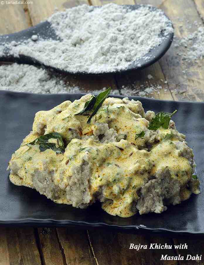 Bajra Khichu with Masala Dahi